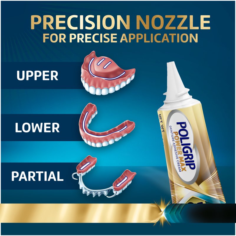Denture Adhesive Cream All-In-1 Zinc-Free Strong Hold 2.2 Oz Pack