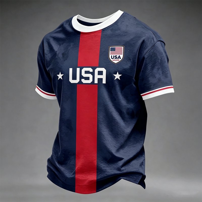 USA Soccer Jersey 2026 Crewneck – Zimjoy Men’s National Team Shirt, Wine, 3XL