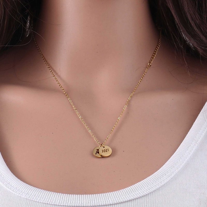 Graduation Necklace for Her - Stainless Steel Engraved Cap Pendant Gift for Daughter & Friend