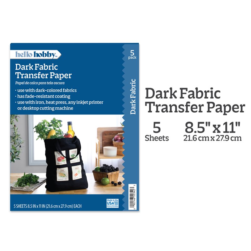Dark Fabric Transfer Paper for Inkjet Printers - 8.5x11 Inches, Multiple Sheets