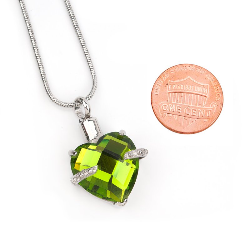 Heart Cremation Necklace for Ashes with Birthstone Crystal Pendant Memorial Jewelry