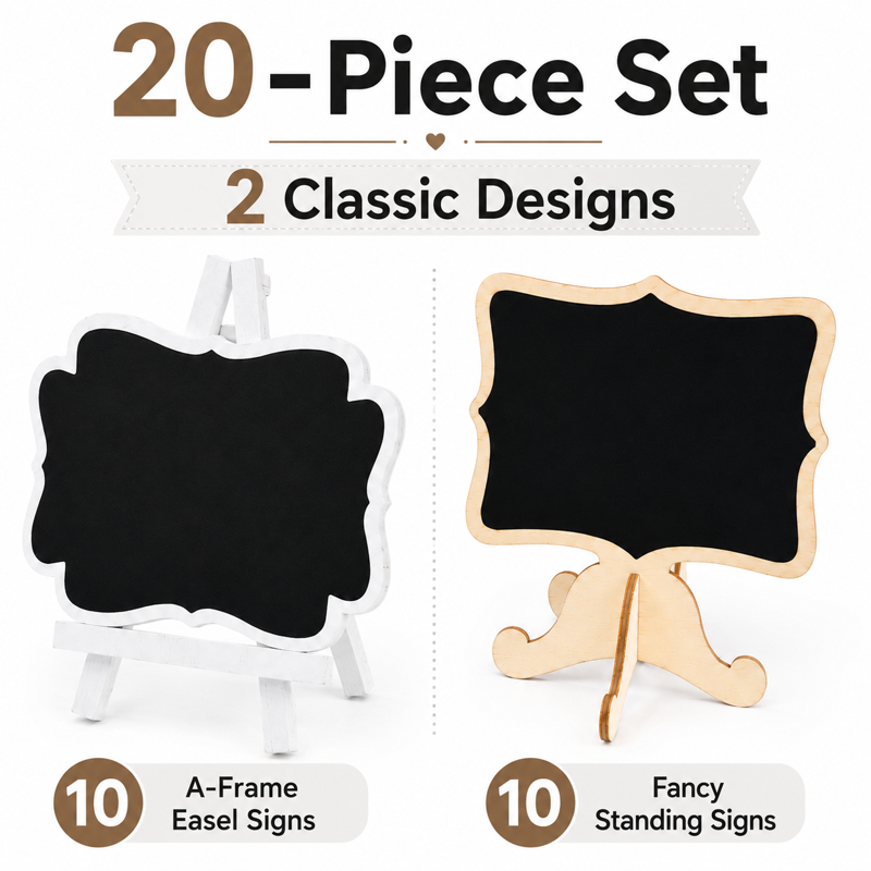 Mini Chalkboard Signs Set for Food, Wedding, Party Decor - 20 Reusable Labels