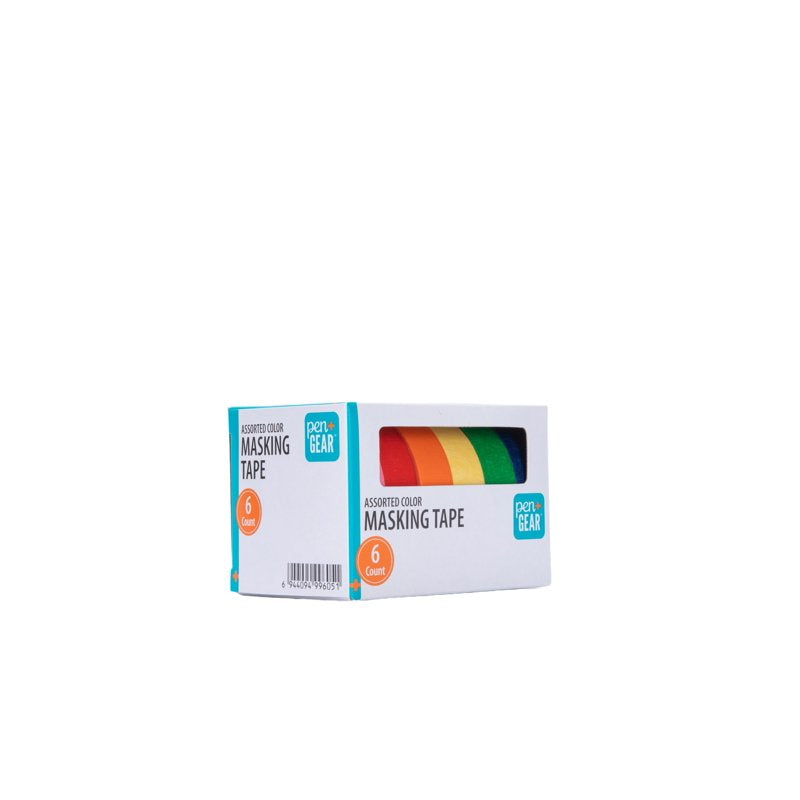 Multicolor Masking Tape Set - 6 Rolls, 0.59 in x 15 yds, Writable, Easy Tear