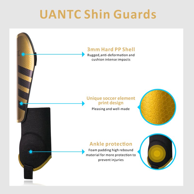 Shin Guards with Ankle Protection for Kids - Adjustable Youth Soccer Guards XS