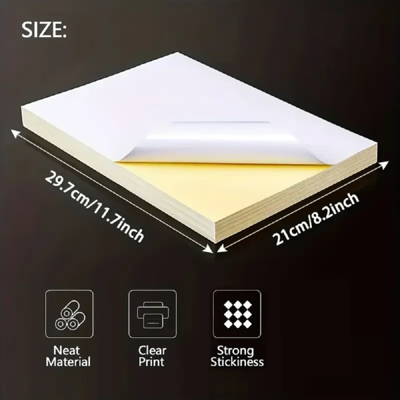 A4 Printable Sticker Paper 50 Sheets - Glossy Self-Adhesive Labels for Laser & Inkjet Crafts