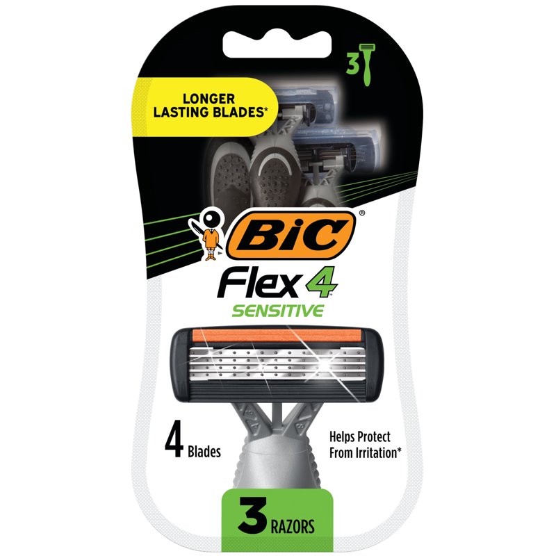 Men's 4-Blade Disposable Razor Pack - 3 Count, Pivoting Head, Aloe Lubricant