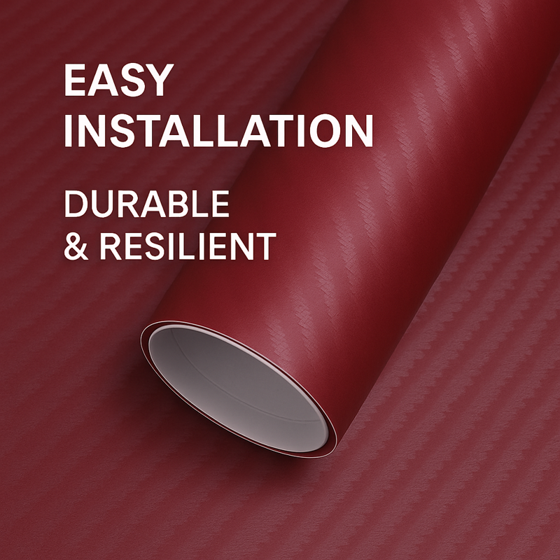 Matte Burgundy Vinyl Wrap 5ft x 20ft Carbon Fiber Film for Car, Motorcycle & Surface Wraps