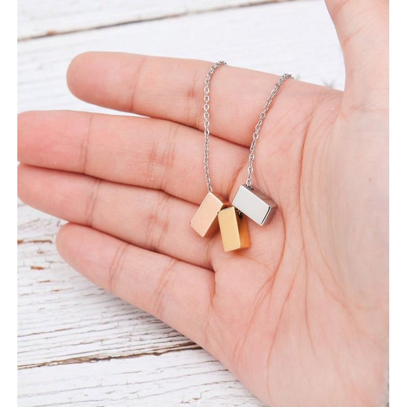 Mother's Day Gift Necklace and Card Set - Multi-Color Cube & Rings, Gift Box Included