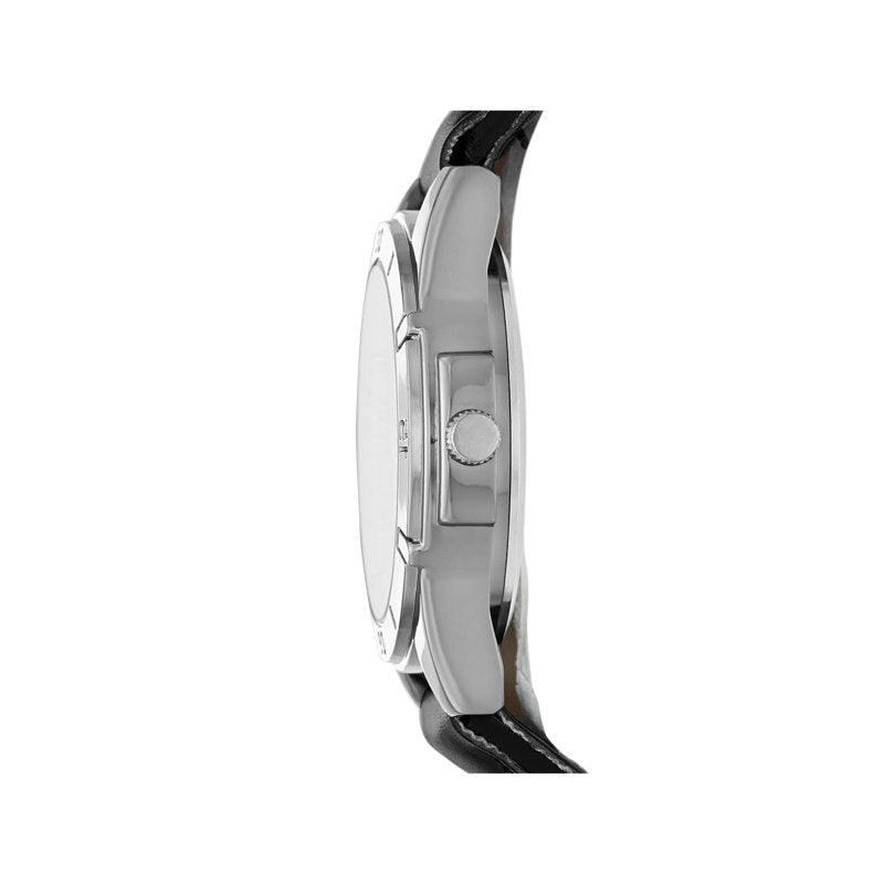 Men's Analog Watch with Gunmetal Case and Black Vegan Leather Strap