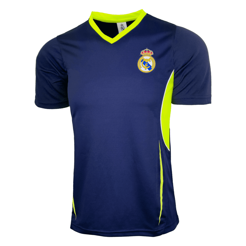 Boy's Real Madrid Jersey Youth XL - Rhinox Licensed Soccer Shirt, Navy/Neon