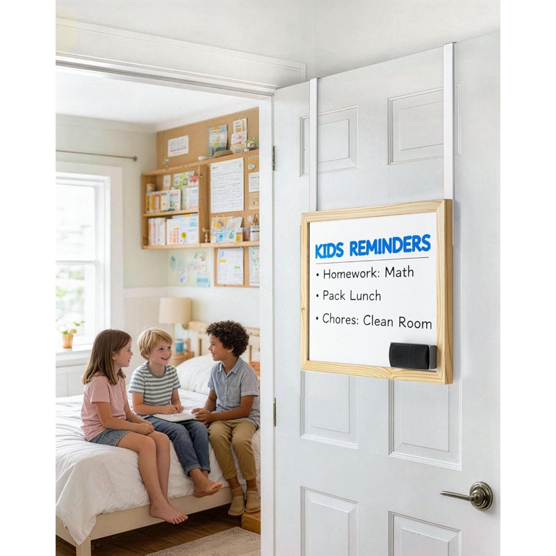 Over-the-Door Whiteboard 16x12 Inch Dry Erase Board with Hooks for Home Office Dorm
