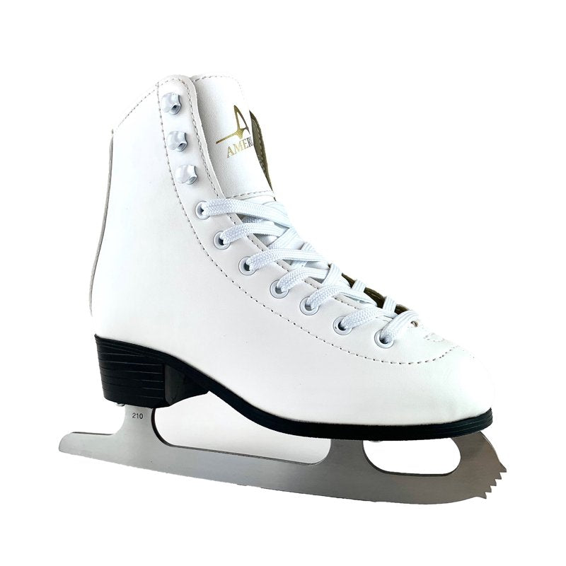 Girls Vegan Leather Figure Skates with Furry Liner - Beginner Indoor Outdoor Ice Skates