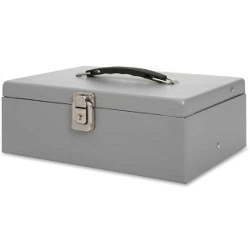 Steel Cash Box with 5-Compartment Coin Tray Lockable Money Storage
