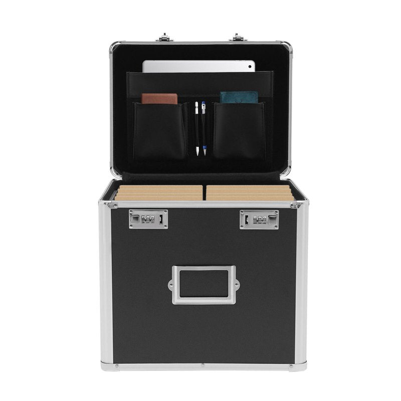 Lockable Aluminum File Box with Password Lock, Portable Waterproof Document Organizer