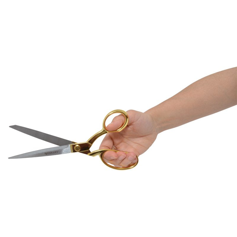 Stainless Steel Fabric Scissors with Gold Handles - 9 Inch Bent Sewing & Office Shears