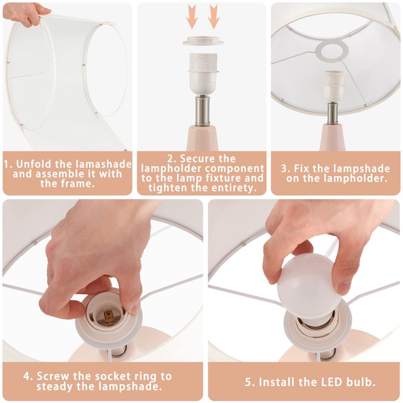 Set of 2 Modern Ceramic Table Lamps with Fabric Shades - Nightstand & Living Room Lighting