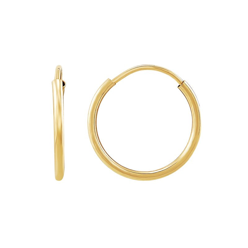 10K Yellow Gold 12mm Hollow Round Hoop Earrings - Stylish & Lightweight