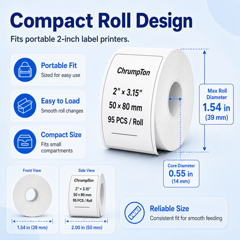 Thermal Transfer Barcode Labels 6 Rolls 1110 Count 2x1 & 2x3.15 Inches Self-Adhesive