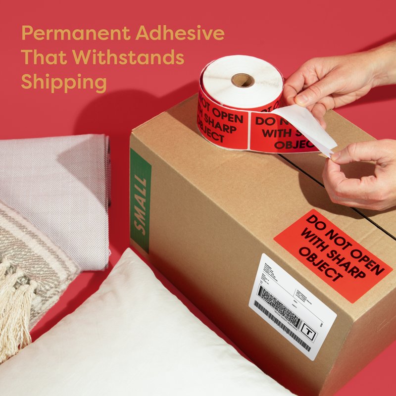 This Side Up Handle With Care Shipping Labels - 3 X 5 Inch, 500 Stickers Per Roll