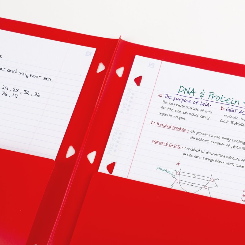 2-Pocket Plastic Folder Set with Study App Compatibility - Black Fire Red Green