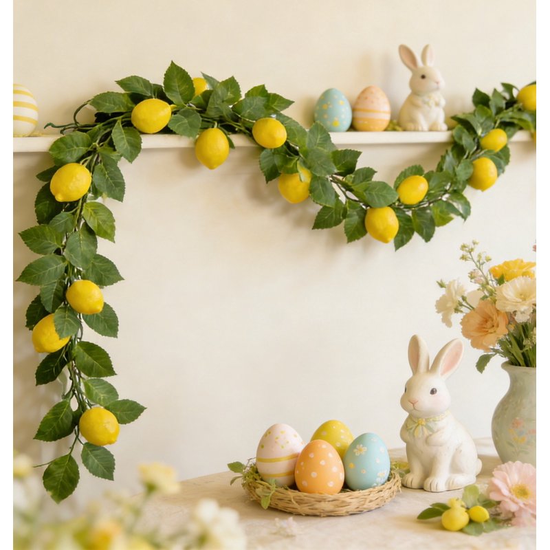 6Ft Artificial Lemon Vine Garland for Christmas Holiday Decor - Reusable Greenery