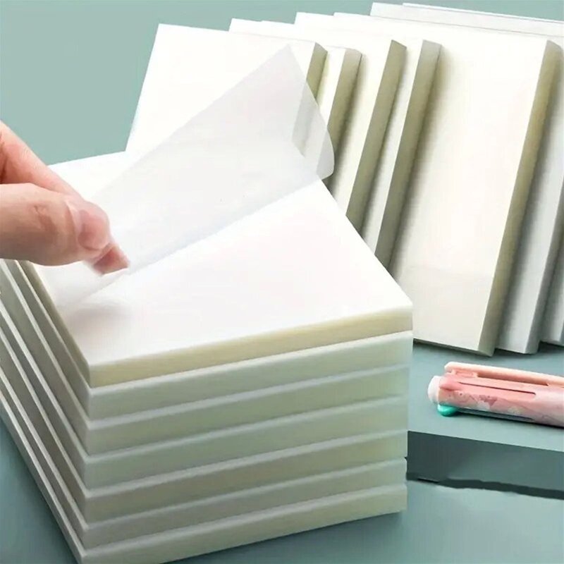 6 Pack Transparent Sticky Notes - Waterproof 3x3 Inches Clear Translucent Sheets