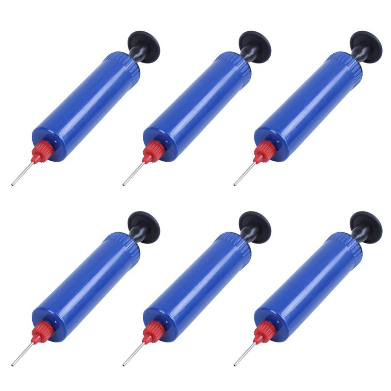 6 Pack Inflatable Hand Air Pump for Soccer Balls with Needle - Blue