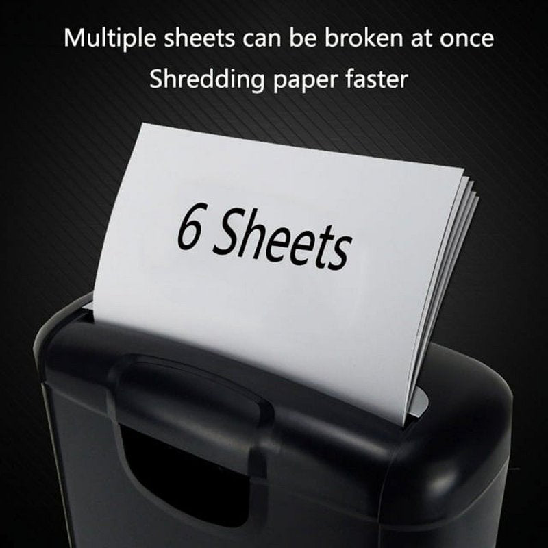 Heavy Duty Cross-Cut Paper Shredder with 10L Wastebasket for Home Office - 6-Sheet Capacity