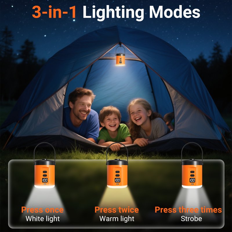 Portable Electric Air Pump with 5000mAh Battery & Camping Light for Inflatables