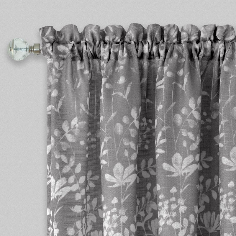 2 Pack Pastel Floral Shabby Chic Window Curtain Panels - Gray, 63 Inch Long
