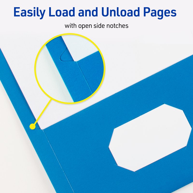 Blue Two Pocket Folders with 3 Prong Fasteners - Pack of 25