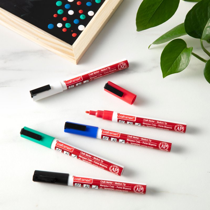 Wet-Erase Fine Point Chalk Marker Set - 5 Colors for Glass & Chalkboards