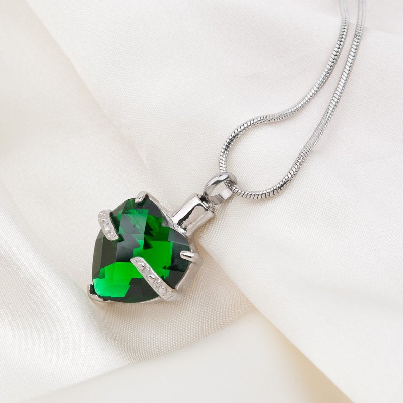 Heart Cremation Urn Necklace for Human Ashes - Memorial Keepsake Jewelry with Birthstone Option