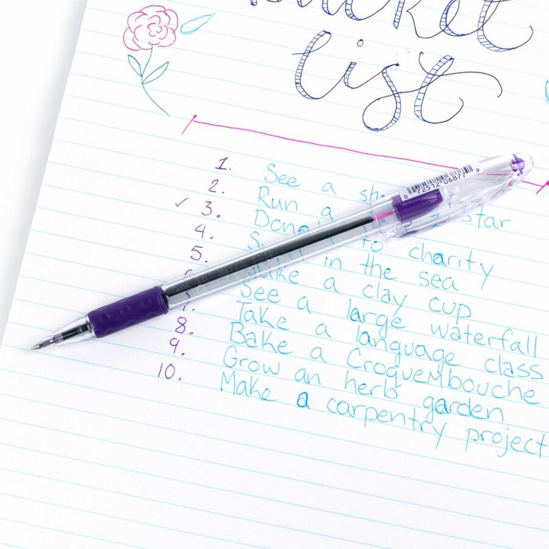 Ballpoint Pen Set - 0.7mm Translucent Barrel, Violet Ink, Pack of 1 or 2