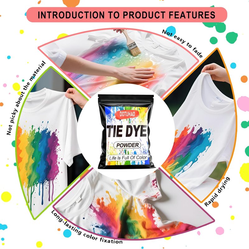 Creative Fabric Tie Dye Powder - Permanent & Washfast Colors for Clothing DIY