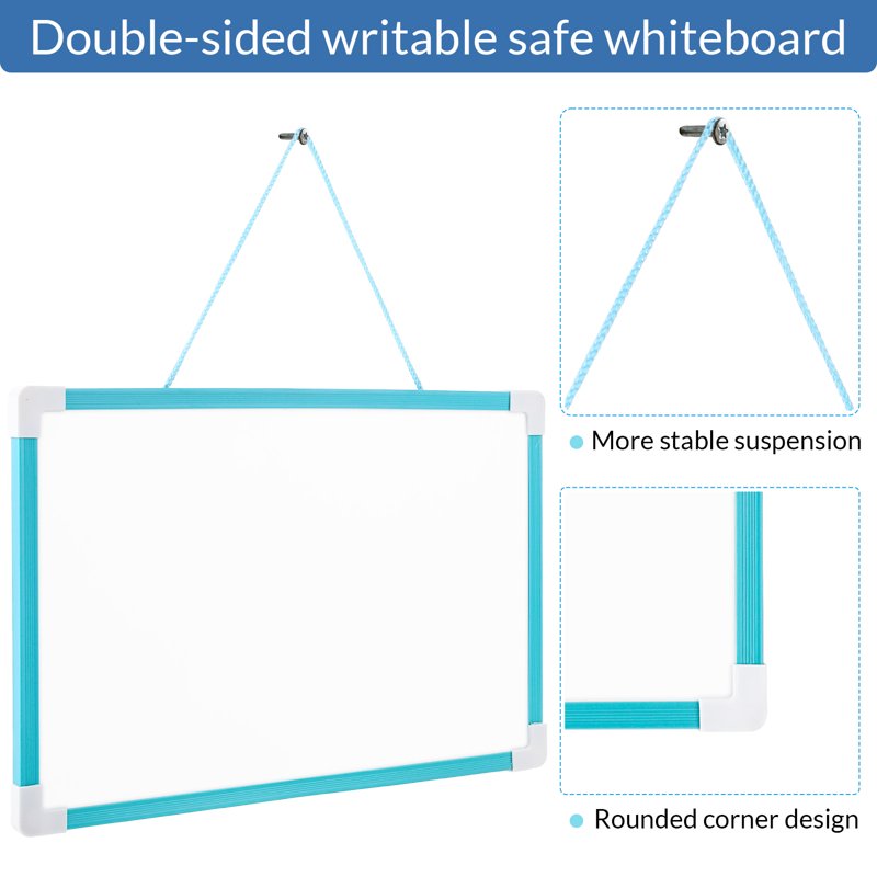 Small Double-Sided Magnetic Dry-Erase Whiteboard Set with Markers and Magnets