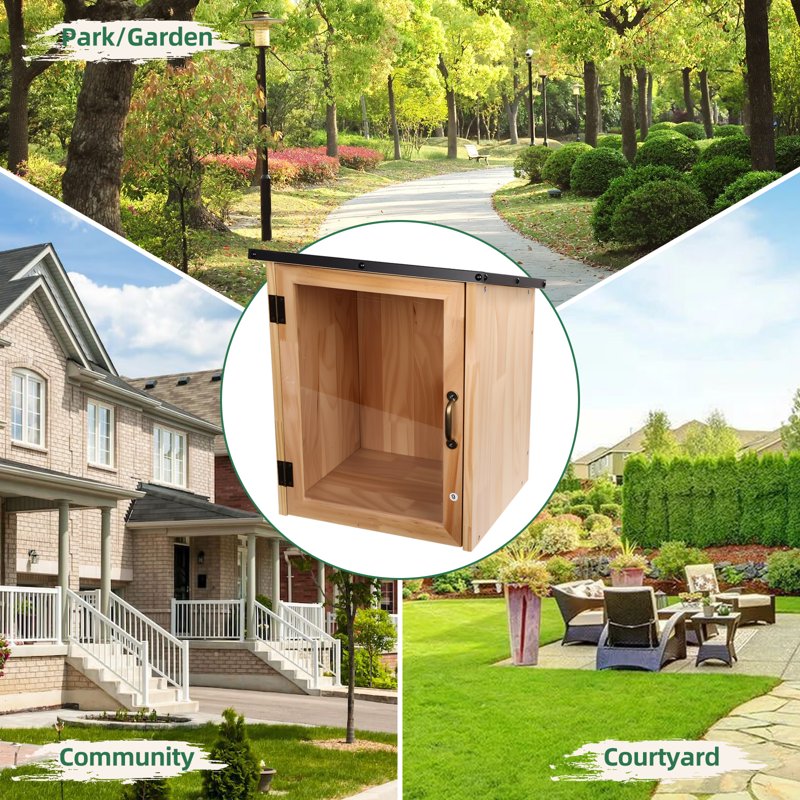 Outdoor Wooden Library Box Waterproof Community Book Share Cabinet