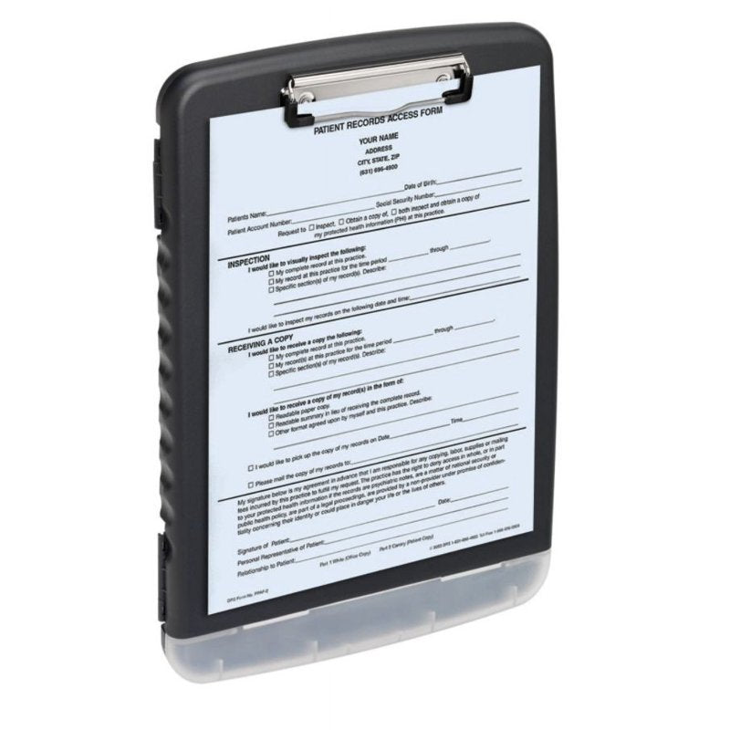 Portable Letter-Size Clipboard Storage Box with Compartments - Charcoal