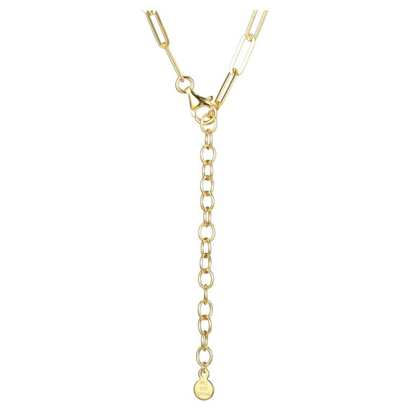 Heart Cubic Zirconia Paperclip Necklace in 18K Gold Over Sterling Silver 18 Inches
