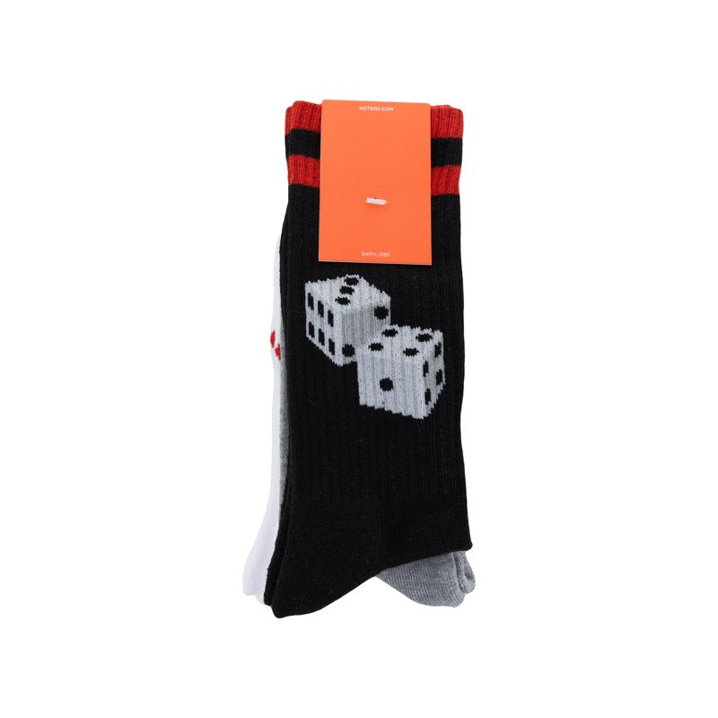 Men's Crew Socks 3-Pack with Vegas Lucky Design - Comfortable & Stylish