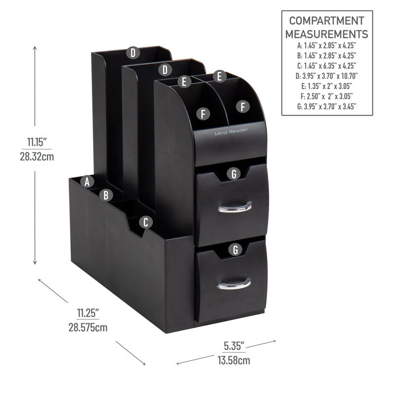 Countertop Coffee and Condiment Organizer Station - Black