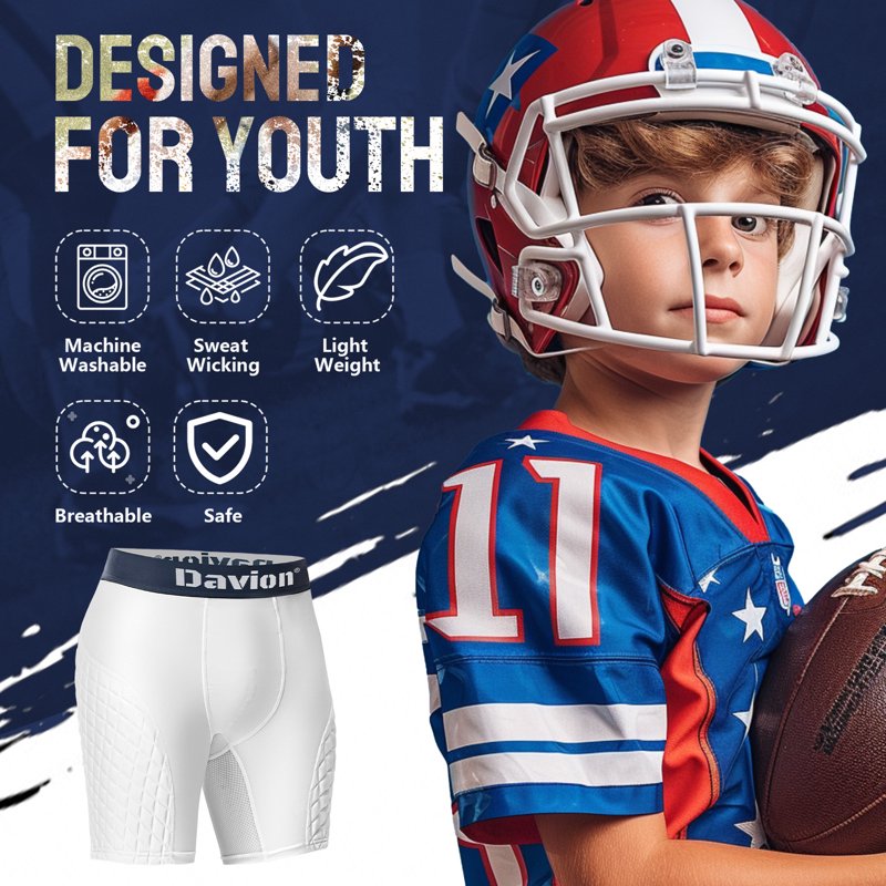 Youth Boys Padded Sliding Shorts with Support Cup Pocket for Baseball Football Lacrosse