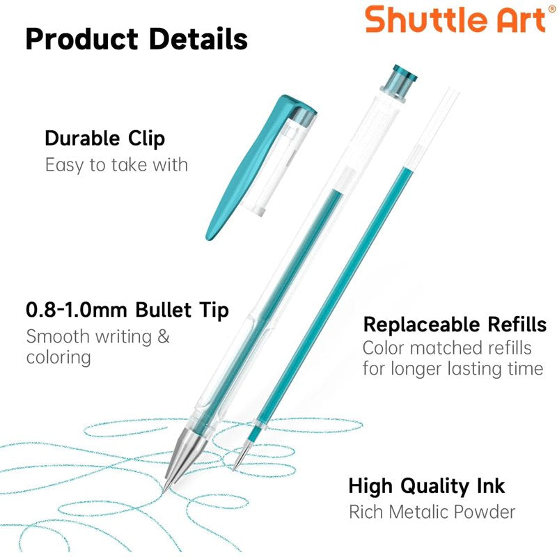 Metallic Gel Pens Set - 50 Colors for Art & Craft Projects