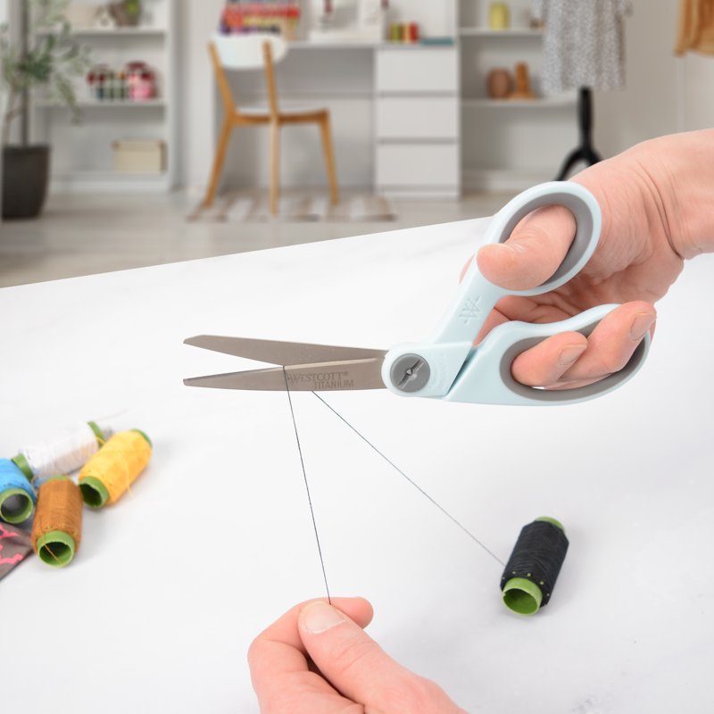 Titanium Bonded 8" Fabric Scissors with Bent Handle – Adjustable Glide