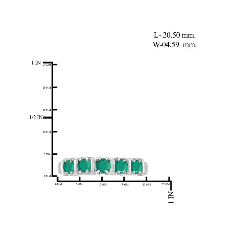 Emerald Birthstone Ring 0.60 Carat Sterling Silver Jewelry for Women - Size 7
