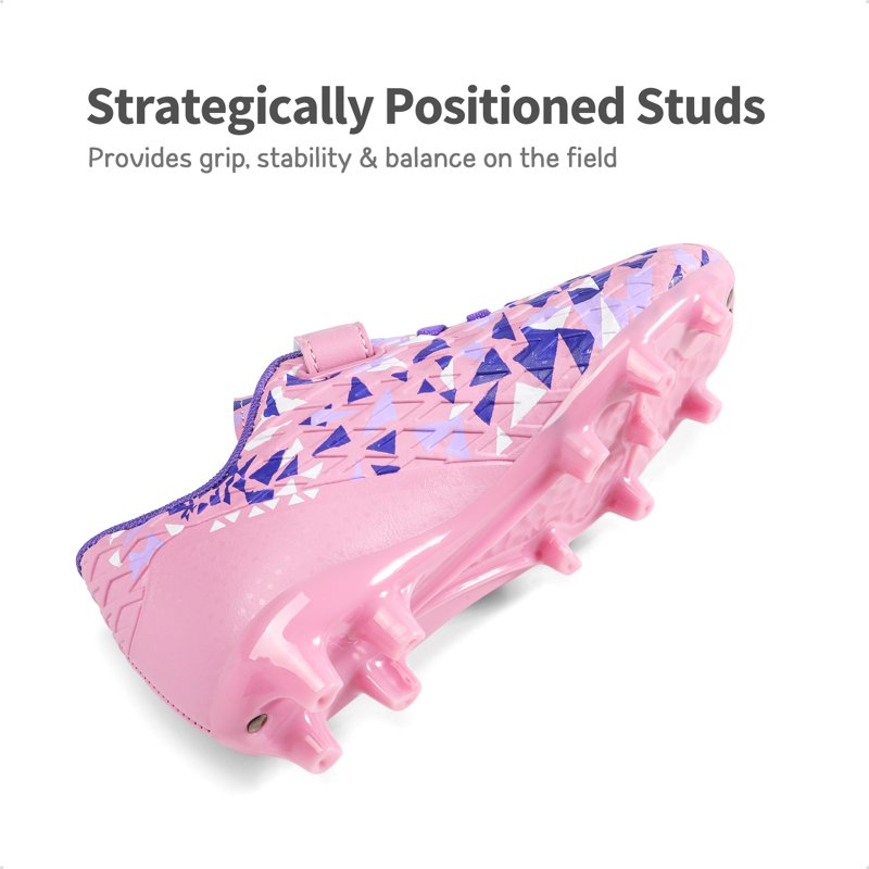 Dream Pairs Youth Soccer Cleats - Pink/Purple Hook-and-Loop FG Training Shoes, Boys & Girls