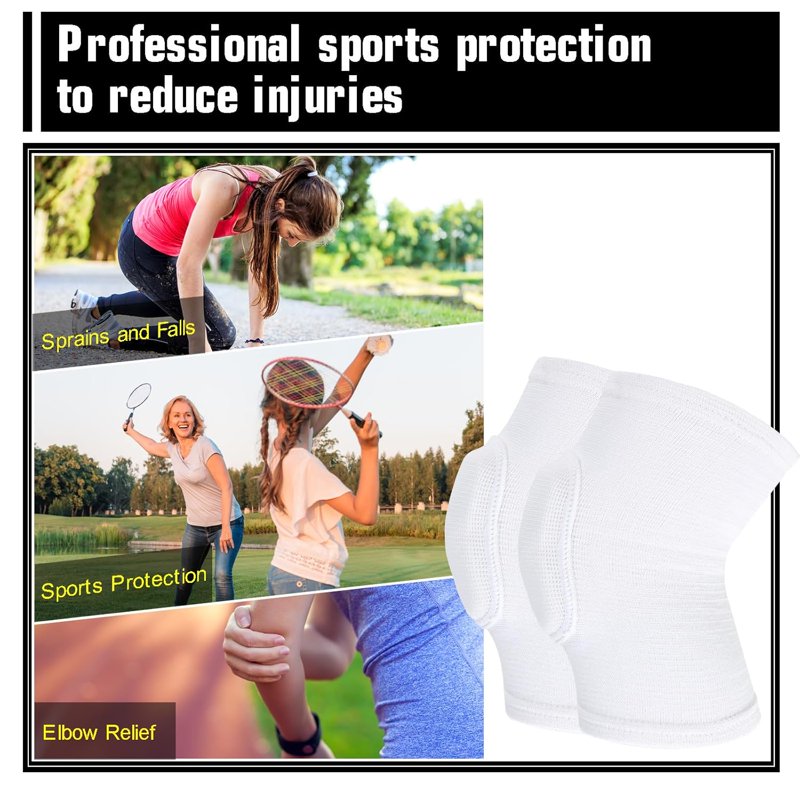 Breathable Elbow Protector Pads for Basketball Volleyball & Sports - White
