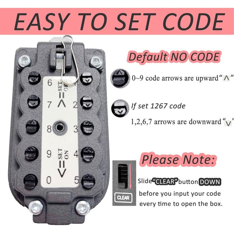 Outdoor Wall Mount Key Lock Box with Combination Lock, Waterproof Metal Storage