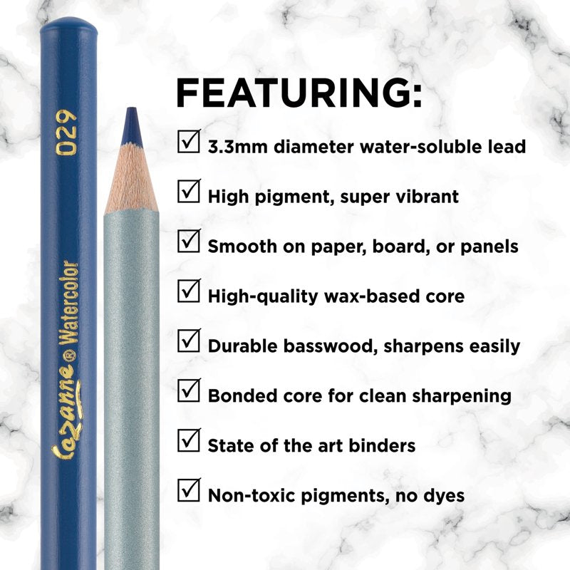 Watercolor Pencils Set with Sharpener and Brush - 24 Colors for Artists