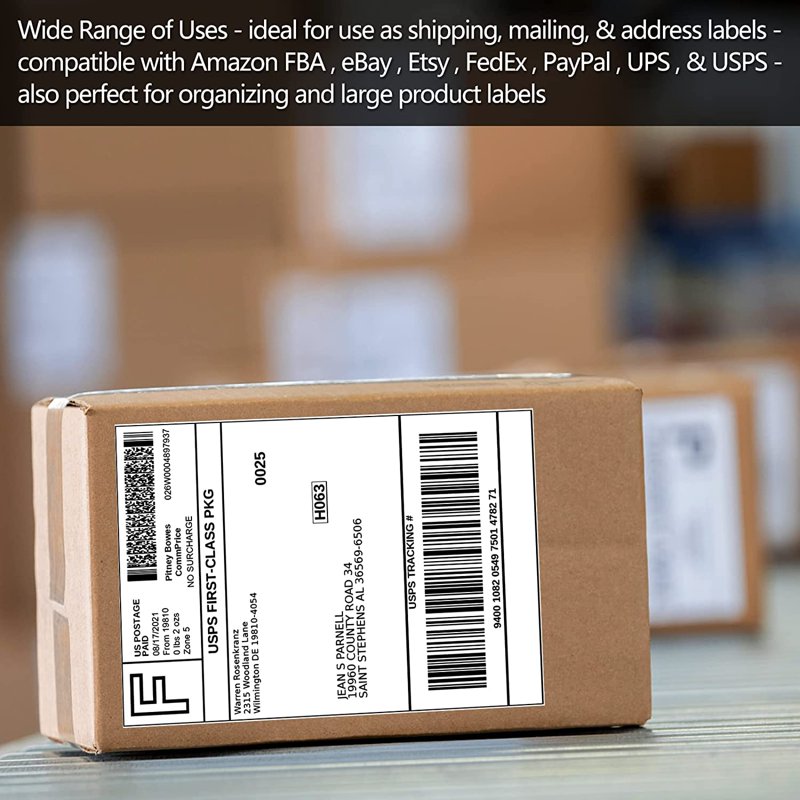 Self-Adhesive Shipping Labels for Laser & Inkjet Printers - 8.5 x 5.5 Inches, 500 Labels
